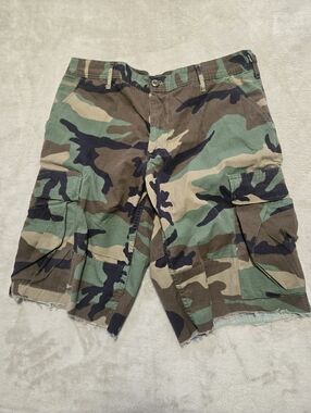 Army Fatigue Cut Off Camo Cargo Shorts Mens Size 32-34 Ripstop Utility Shorts